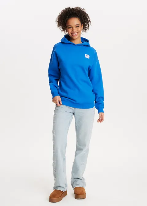 Hoodie met print feel good blauw (BLW.K)