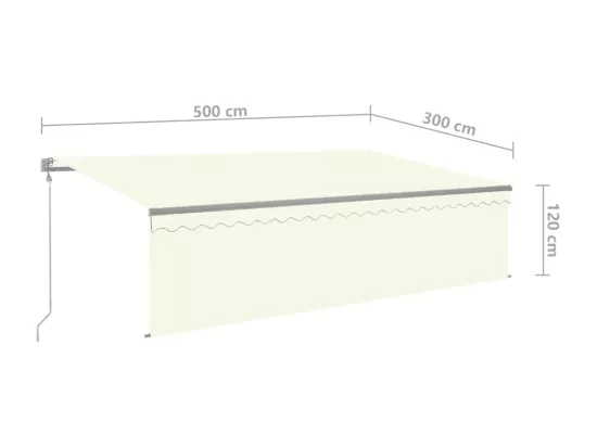 Auvent rétractable automatique avec store 5x3 m Crème