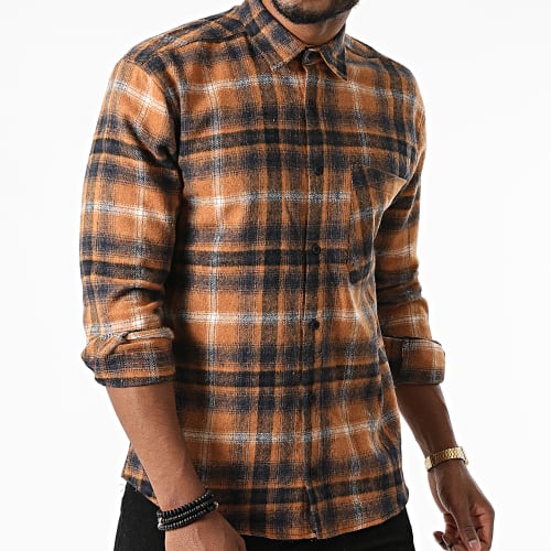 Chemise Manches Longues A Carreaux Tangelo Marron