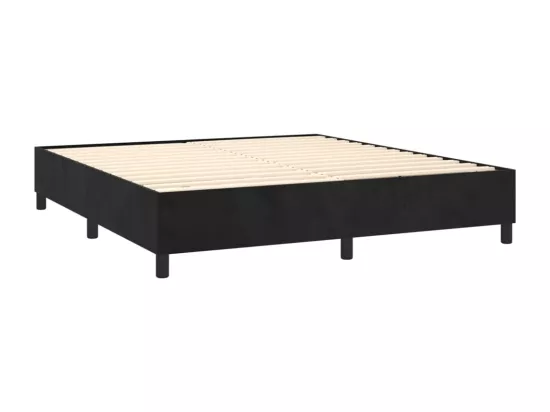 Sommier tapissier avec matelas et LED Noir 180x200 cm Velours