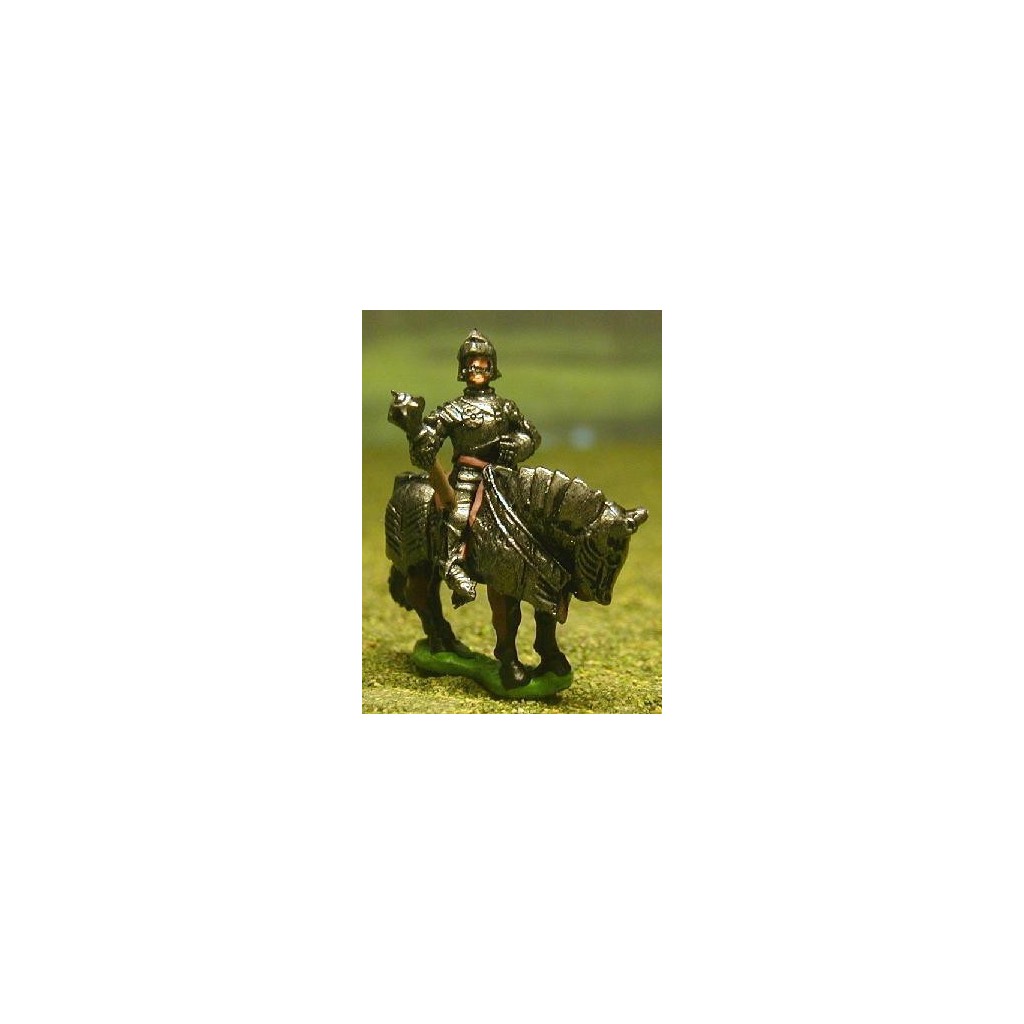 Late Medieval: Knights, 1420-1480AD in Full Plate & Sallet with Mace, Axe or Sword, on Armoured Horse