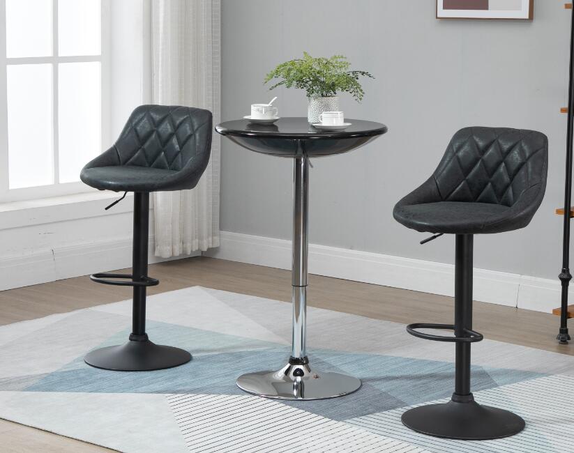 HOMCOM Barhocker Höhenverstellbares Set schwarz 51,5B x 48T x 83-104H cm