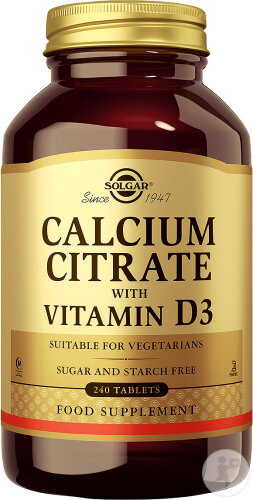 Solgar Calcium Citrate With Vitamine D3 240 Comprimés