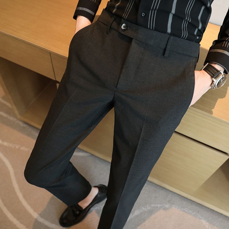 Blueforce - Hoge taille effen cropped taps toelopende broek