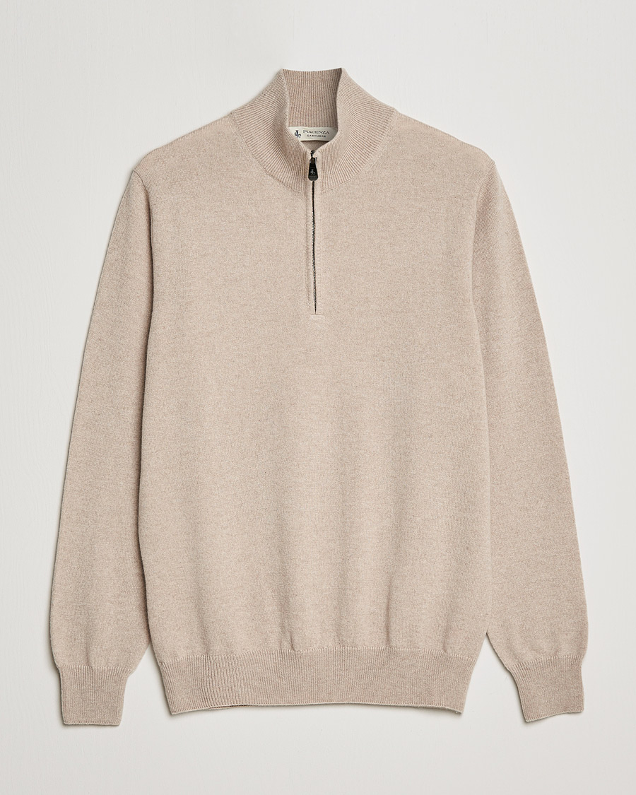 Piacenza Cashmere Cashmere Half Zip Sweater Beige