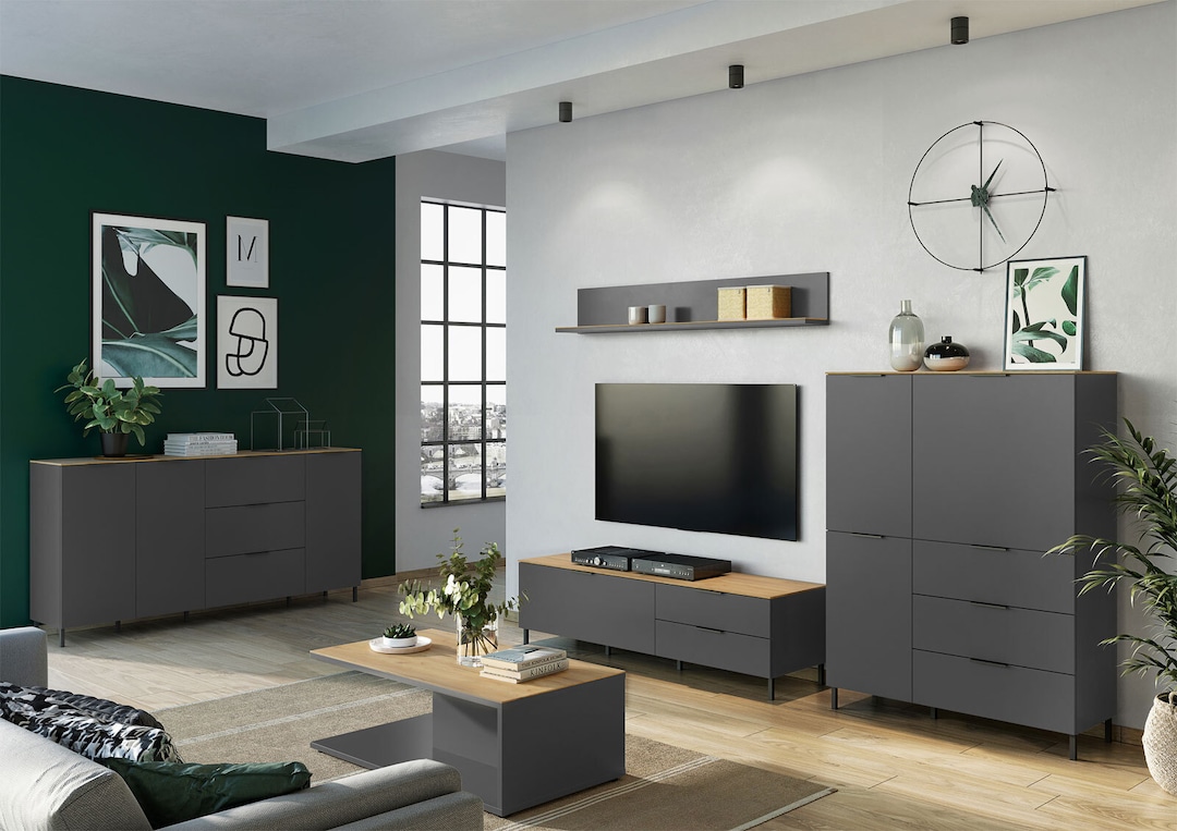 CASAVANTI Sideboard CALIFORNIA 192 x 98 cm Graphit/ Navarra-Eiche