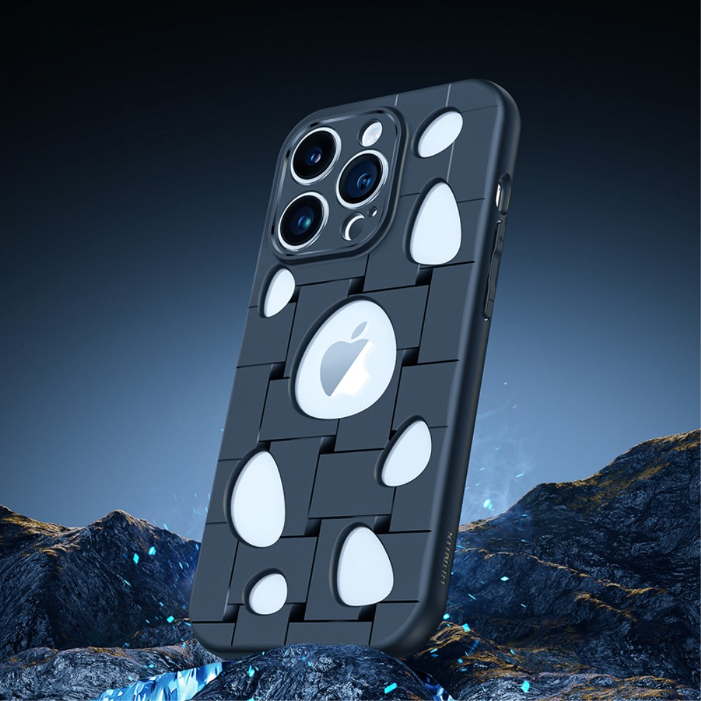iPhone 14 Pro Wärmeabweisende Gummi Case Hülle Hohlloch Design mit Kameraschutz - Schwarz