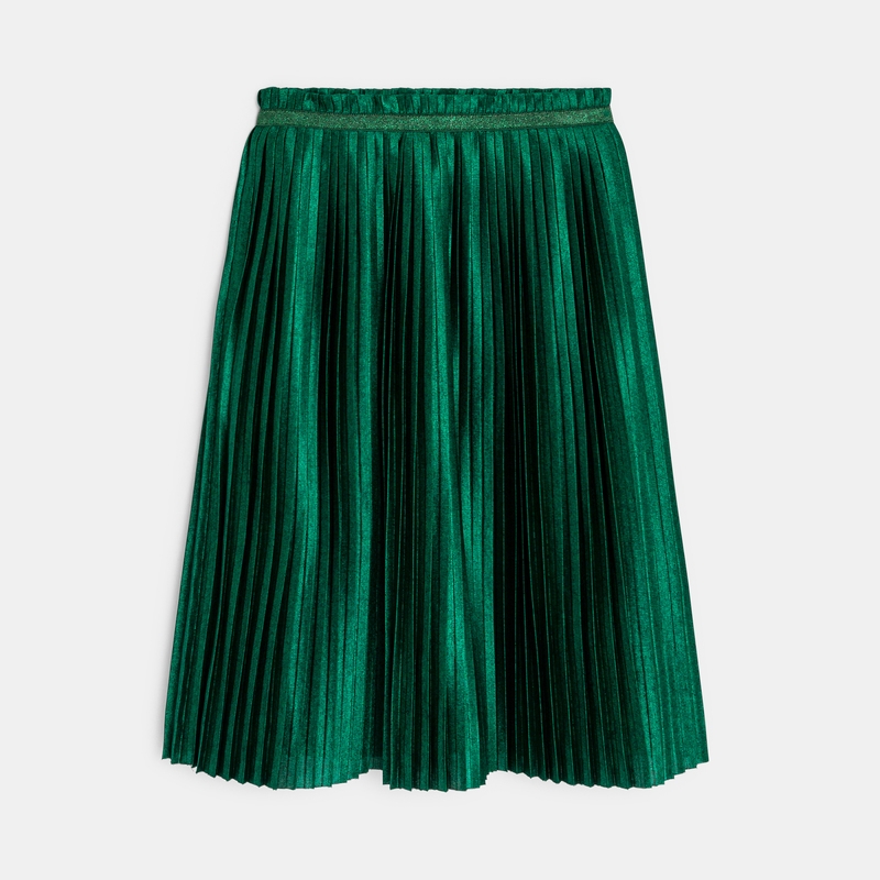 Jupe midi plissée verte fille