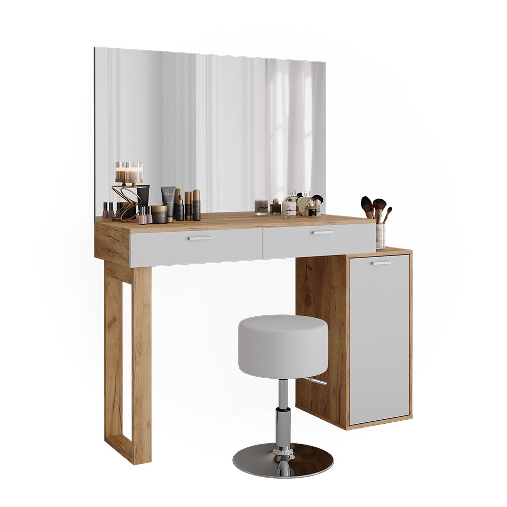 Vicco Schminktisch Regina Eiche Weiß 130 cm mit Hocker
