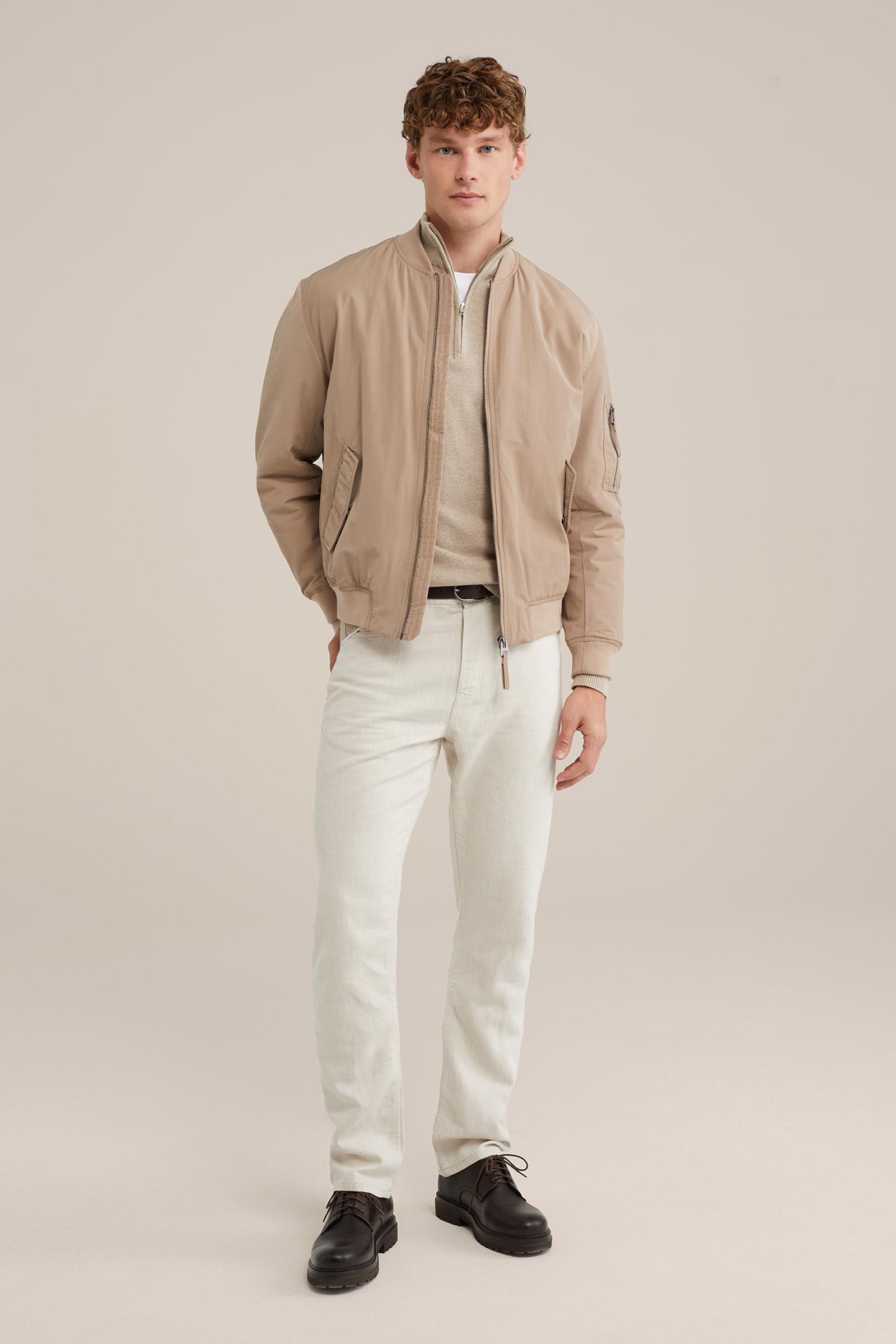 trui met rits WE Fashion Beige