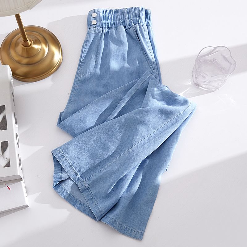 Eiffekee - High Rise Washed Wide Leg Jeans
