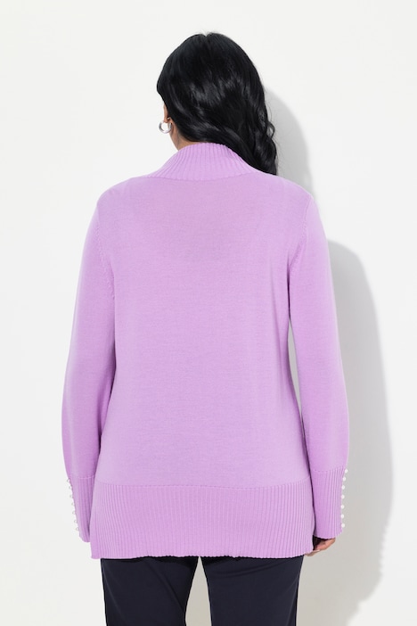 Pullover, Woll-Seidenmischung, Stehkragen, Zierperlen