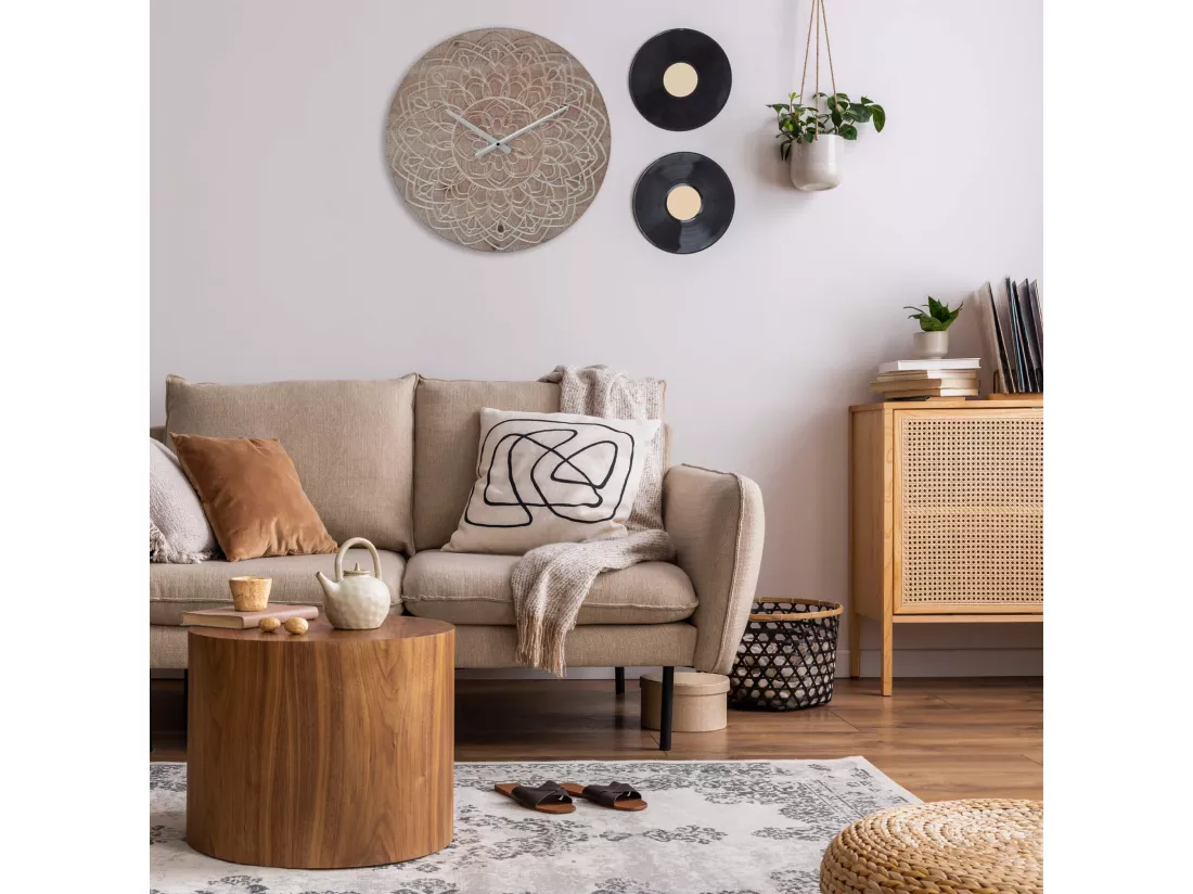 Horloge Décorative Marron Blanc de Style Boho