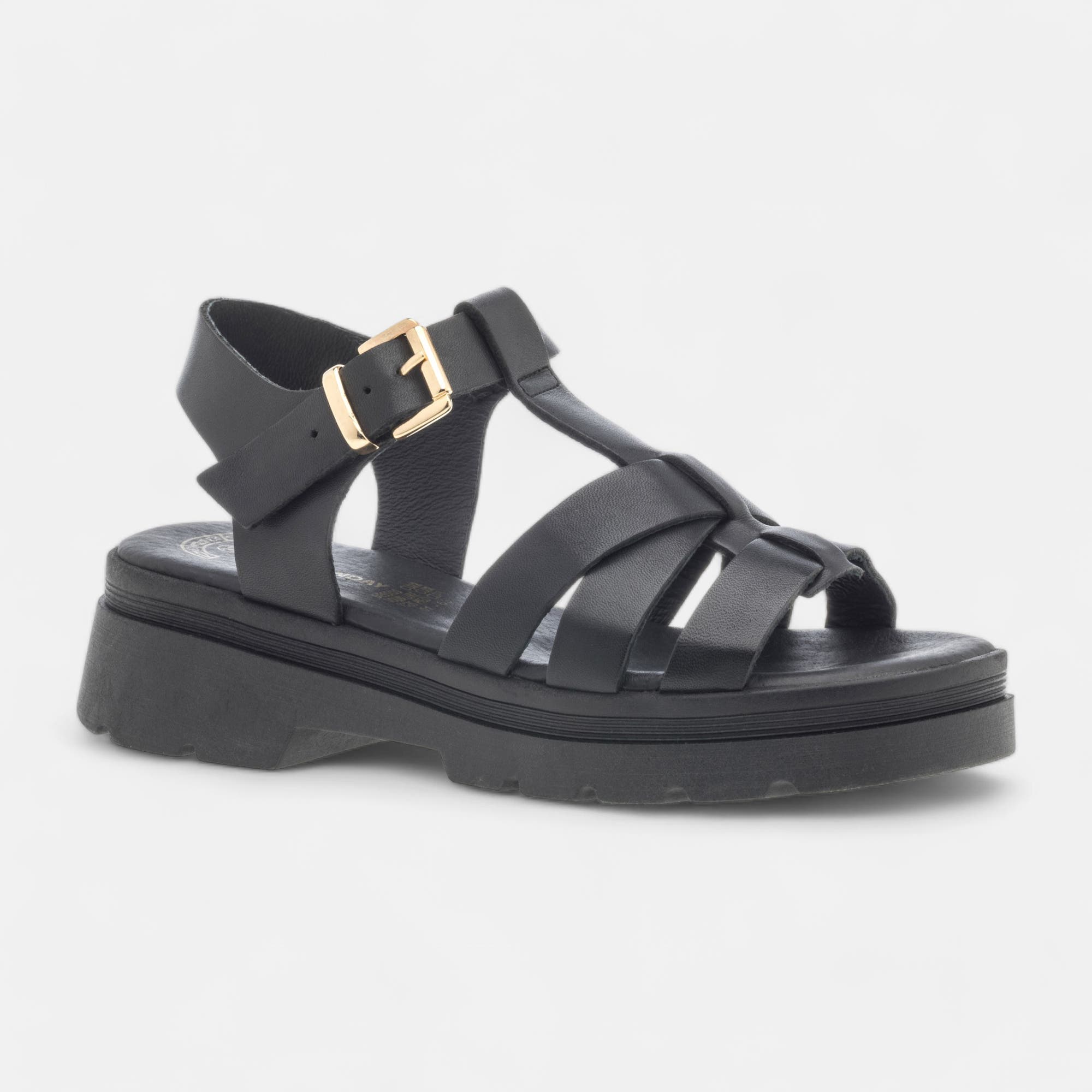 Sandales Femme en cuir noir