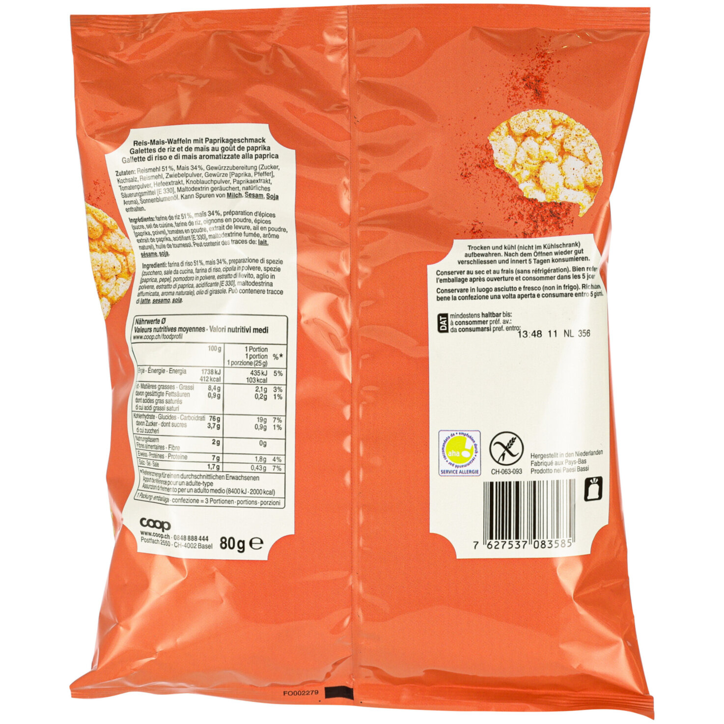 Reis Maiswaffeln Paprika