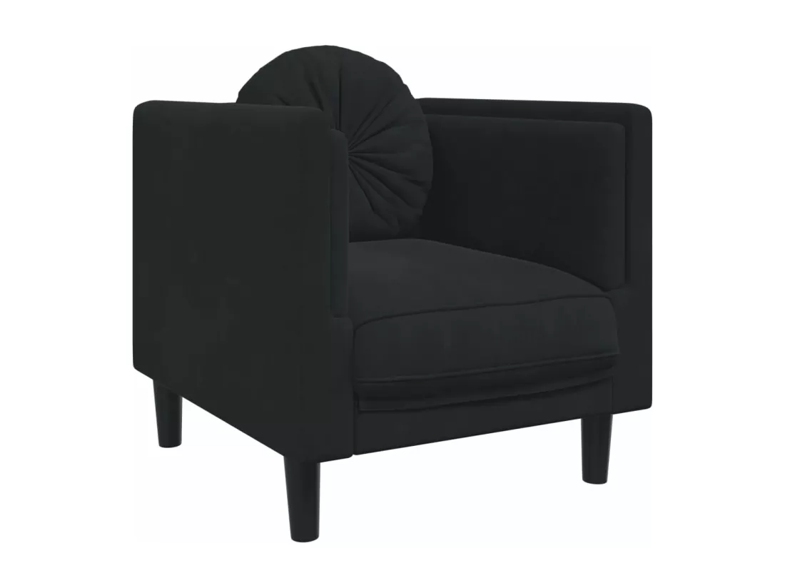Ensemble de canapés 3 pcs avec coussins noir velours