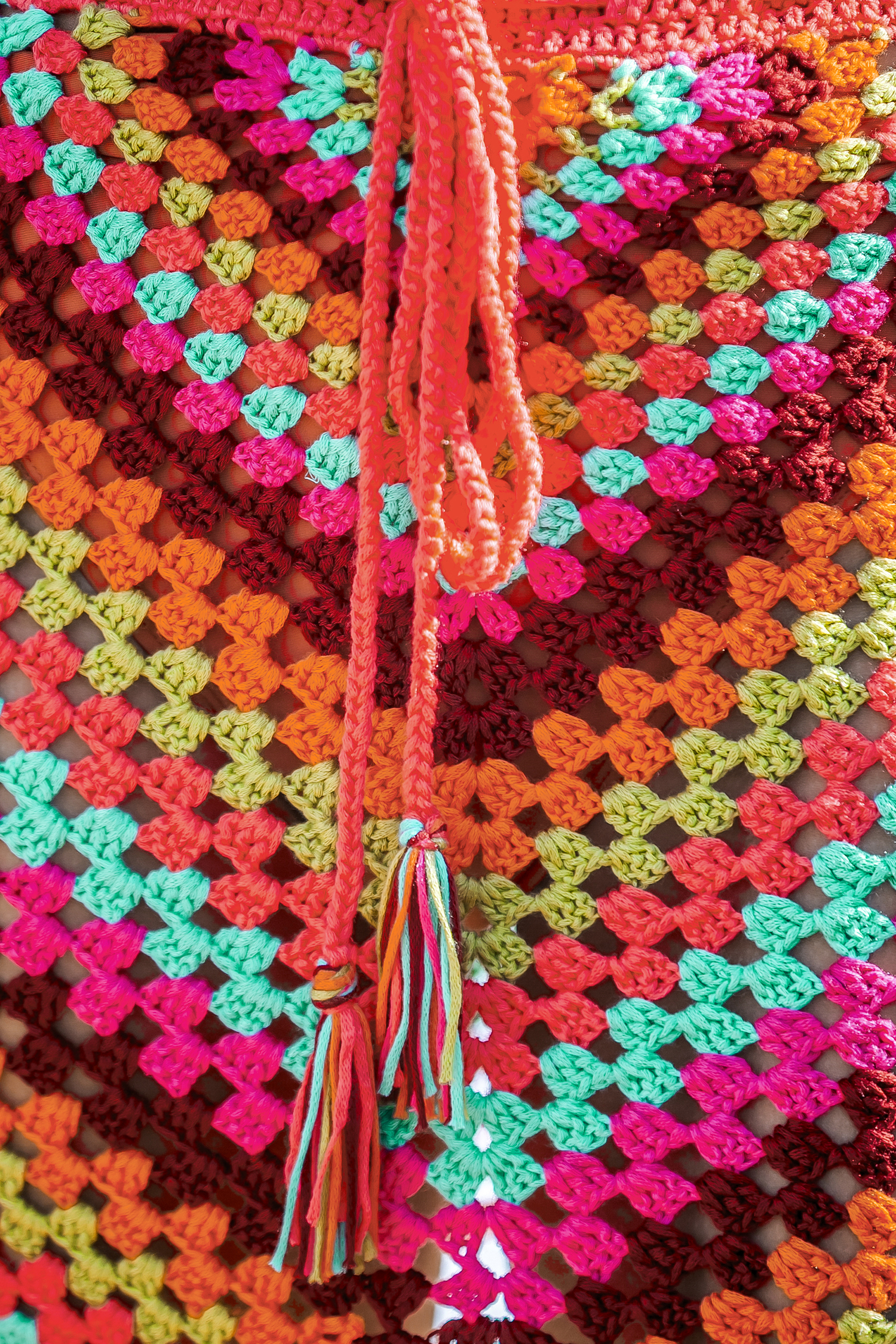 Jupe mini en crochet à chevrons multicolores