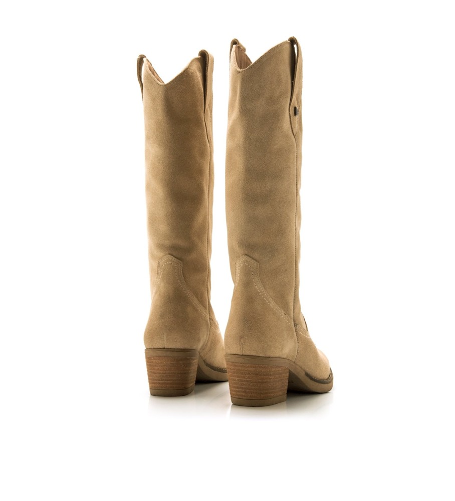 Botas Mustang Teo em couro bege