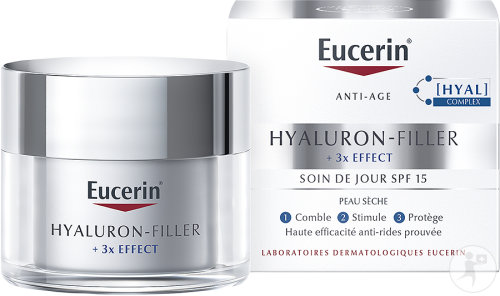 Eucerin Hyaluron-Filler + 3x Effect Soin De Jour IP15 Anti-Âge Peaux Sèches Pot 50ml