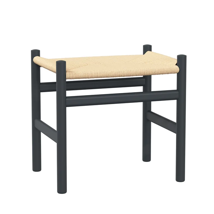 Carl Hansen - CH53 Hocker, Buche soft blau lackiert / Naturgeflecht