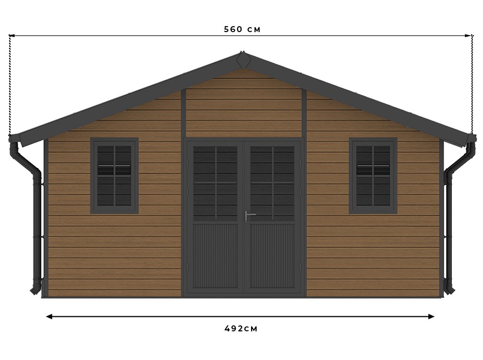 Abri de jardin composite braga - 20m2 brun - epaisseur des madriers : 28mm - cabane atelier / abri velo - menuiseries en aluminium