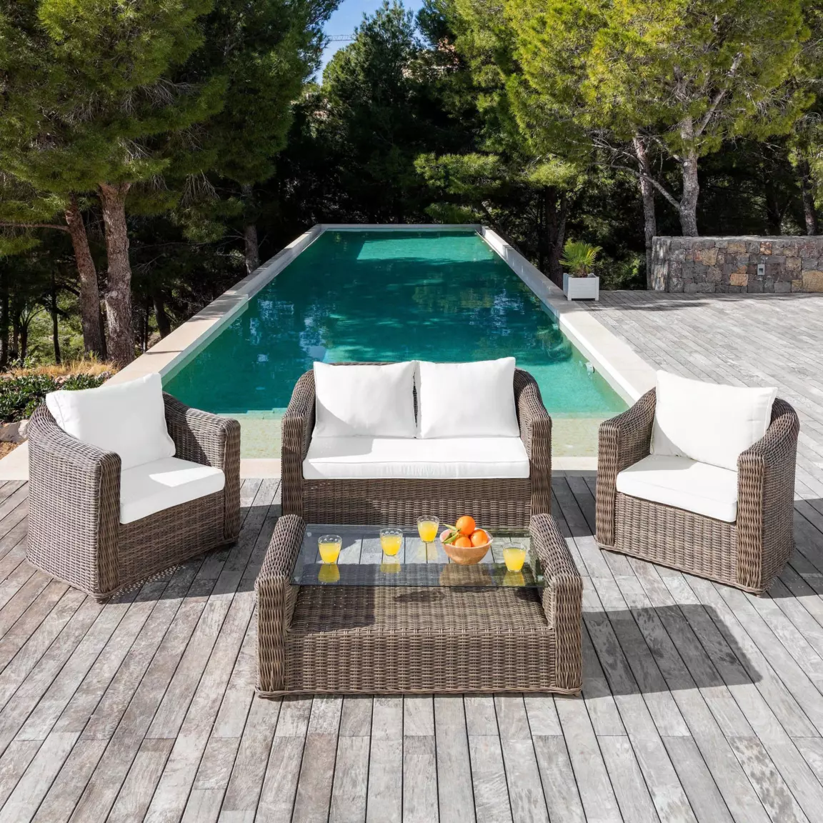Coussins de remplacement pour salon de jardin Calvi 4 places Blanc