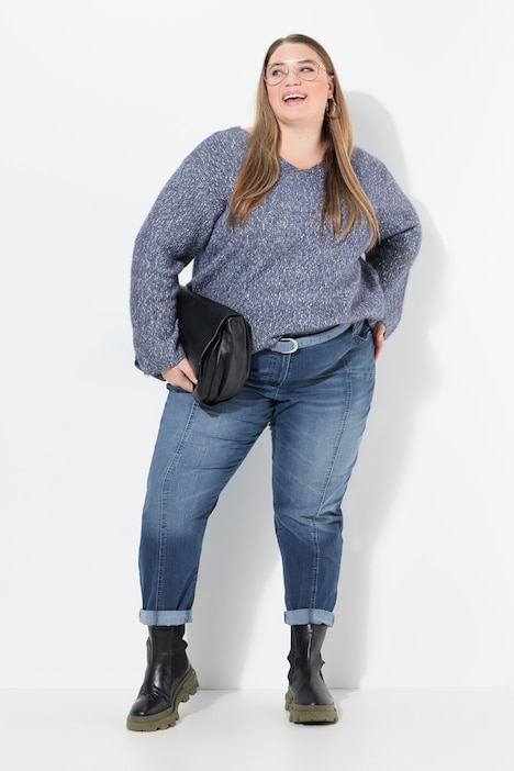 Boyfriend-Jeans, Ziernähte, weites Bein, 4-Pocket-Schnitt