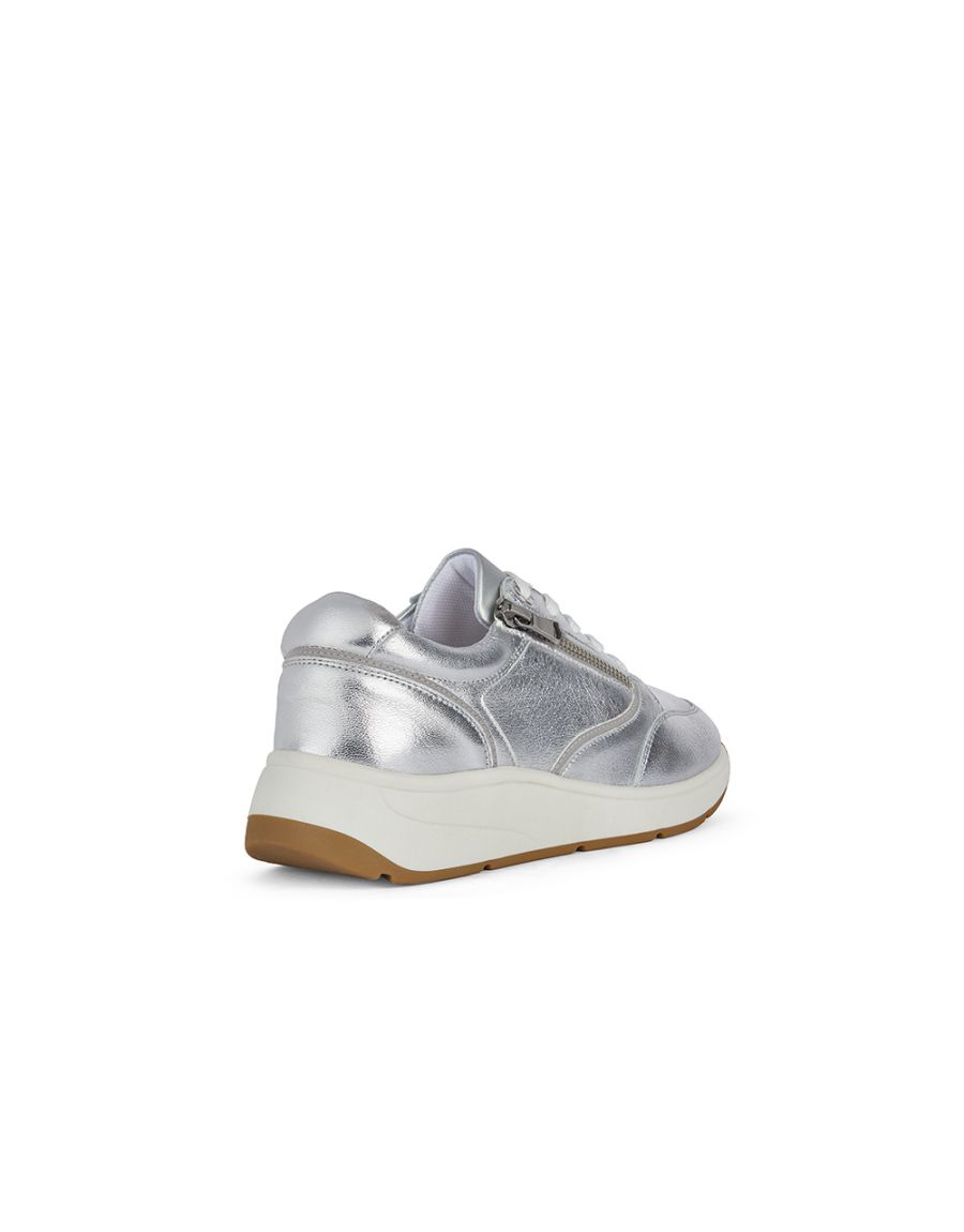 Baskets cuir argent