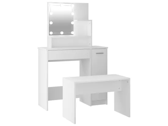 Ensemble de coiffeuse avec LED Blanc Bois d'ingénierie