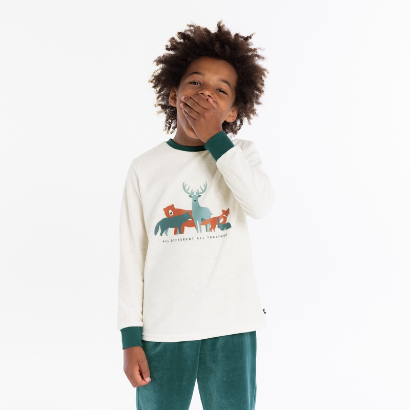 Pyjama en velours motif animaux turquoise garçon