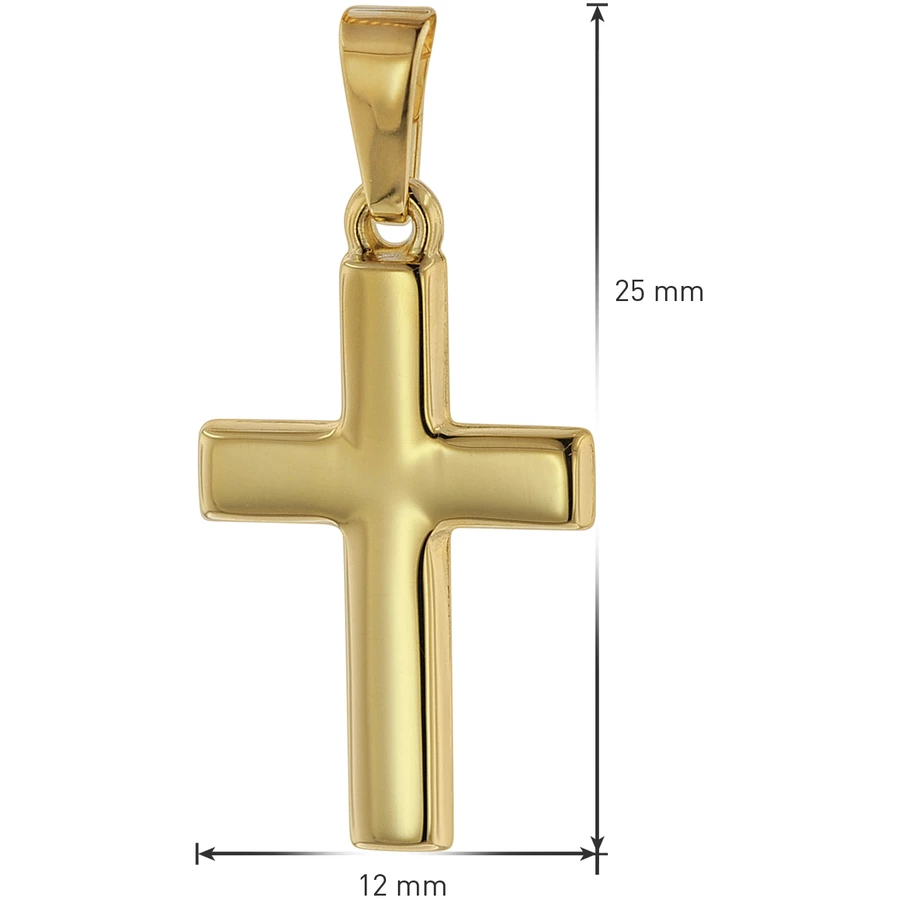 trendor Kreuz für Kinder 18 mm Gold 333  8 K + vergoldeter Silberkette gold