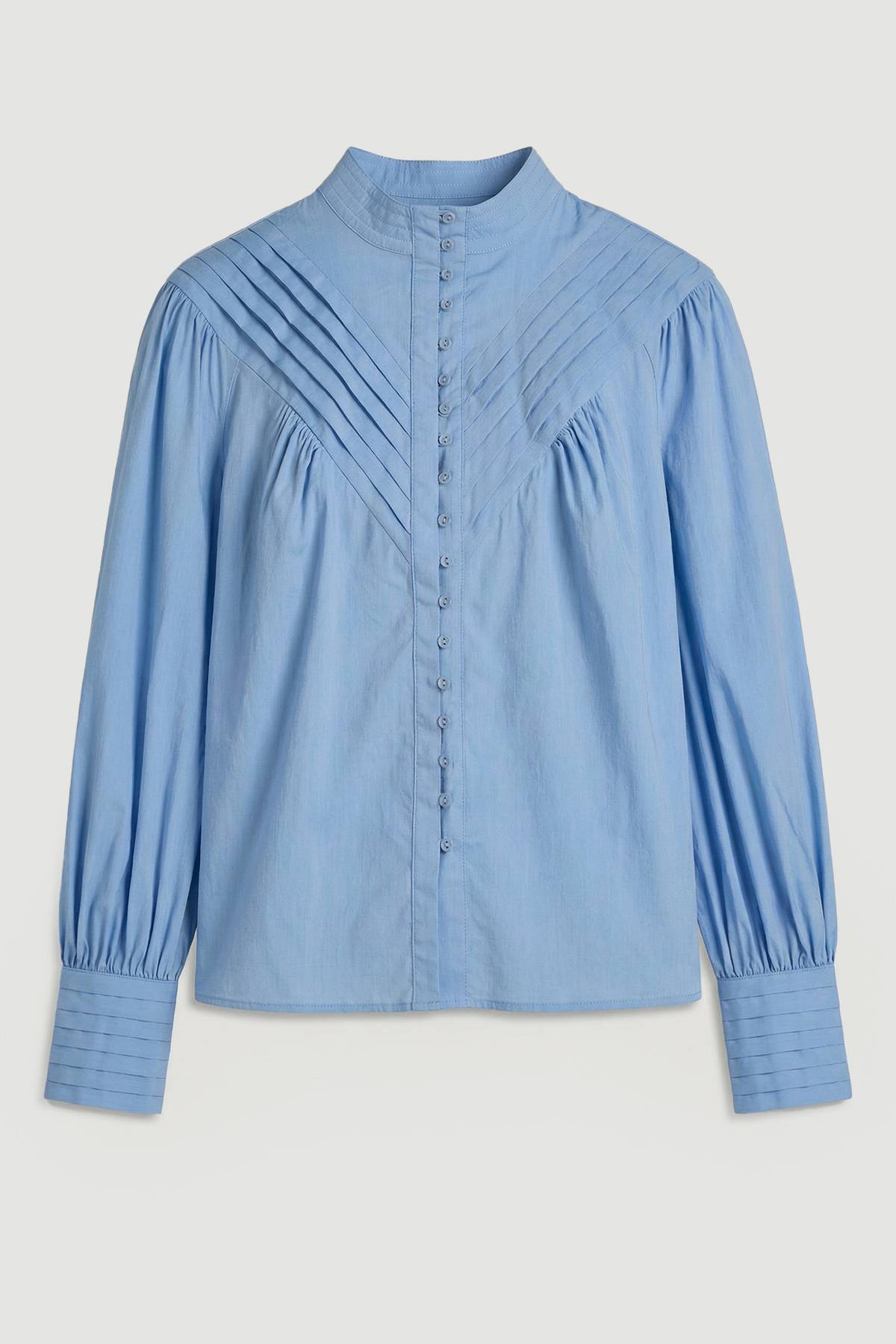 KarenMillen Chemisier Grande Taille En Coton Tissé À Col Montant Et Manches Ballon Plissées