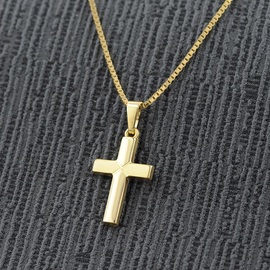 trendor Kreuz-Anhänger für Kinder Gold 333 mit goldplattierte Halskette gold