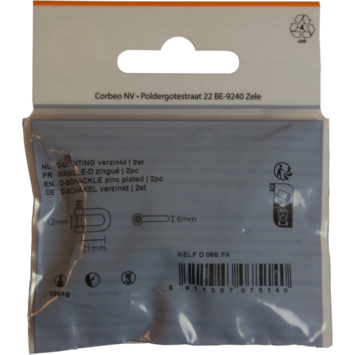 Ledent D-sluiting verzinkt 6 mm (2 stuks)