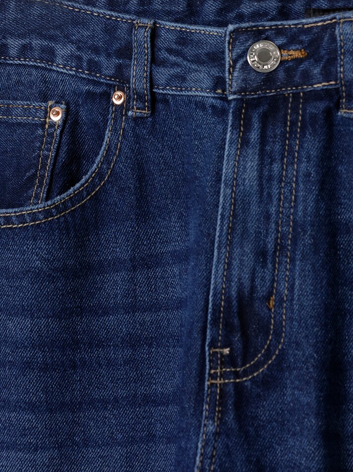 Calça jeans de corte relaxado - Azul marinho escuro