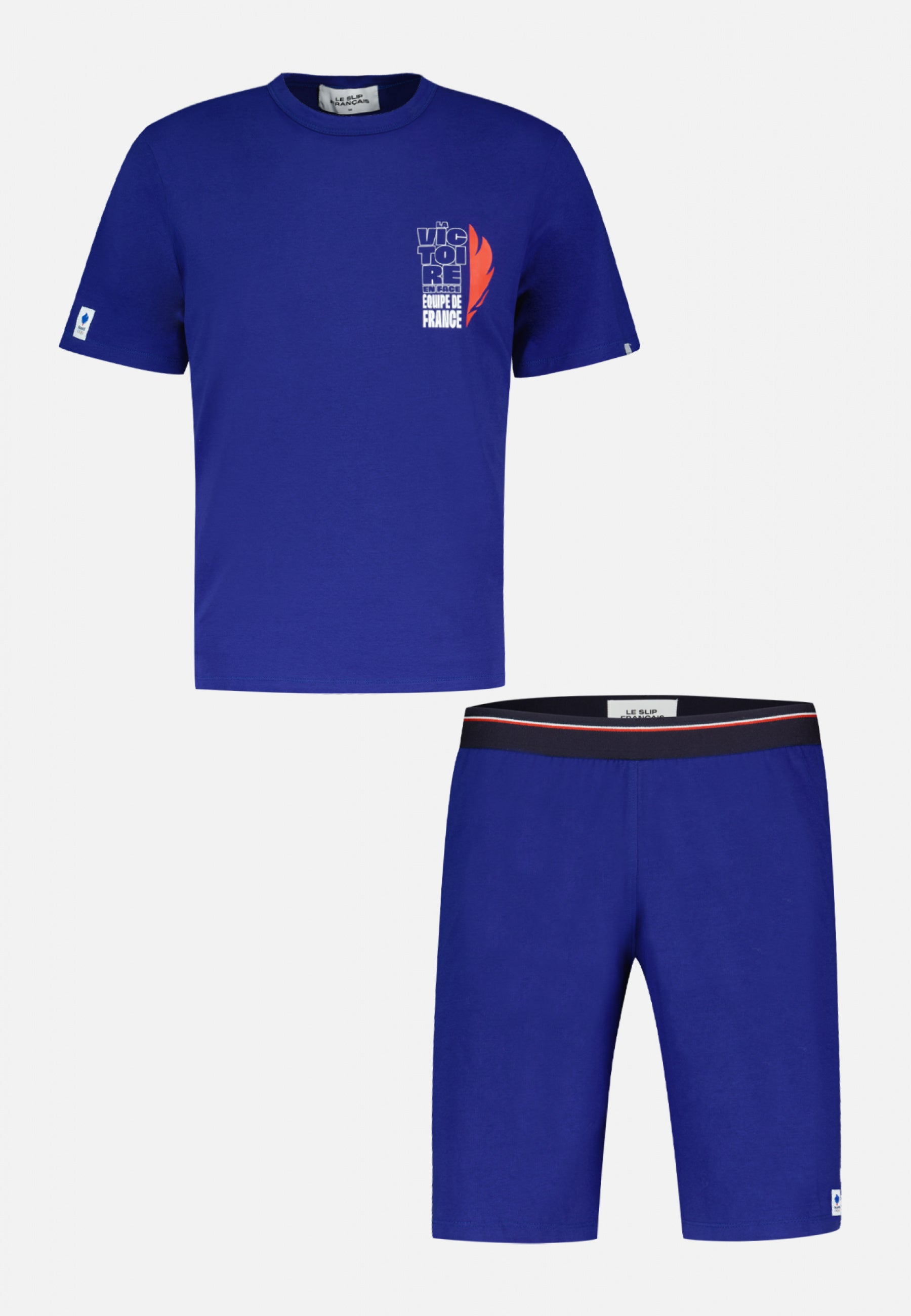 Ensemble pyjama t-shirt et short en coton-Ensemble Pyjama Equipe de France Indigo
