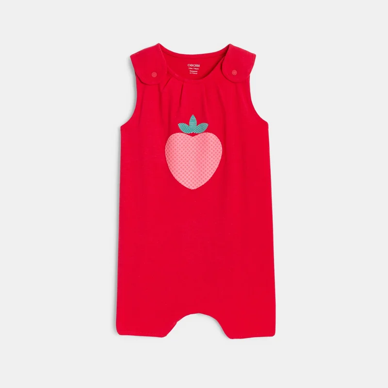 Combi courte à bretelles fraise rose bébé fille Rose