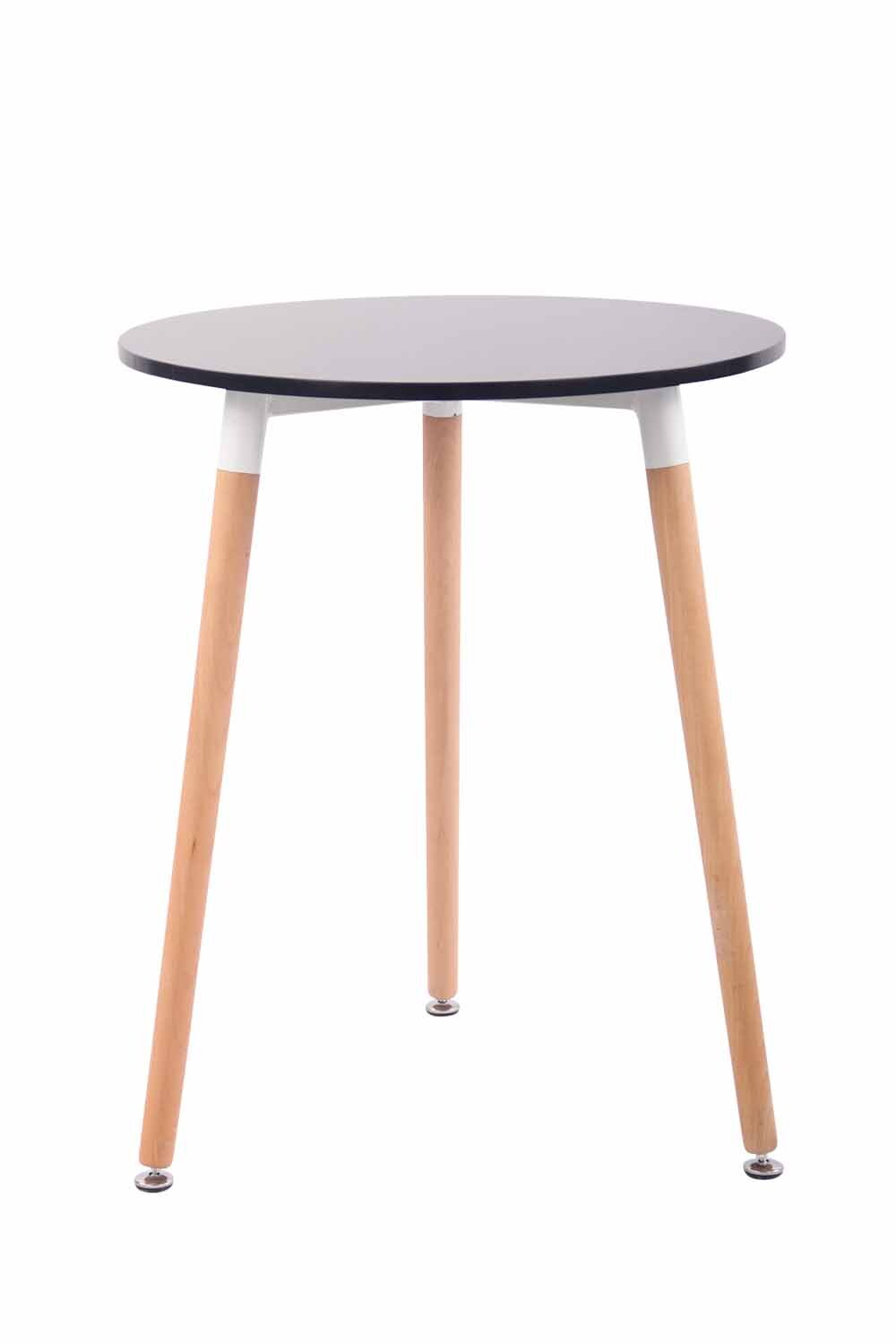 CLP Retro-Design Küchentisch AMALIE mit 3 Holzbeinen I hochwertige Materialen I rund Ø 60 cm I Tischhöhe 75 cm