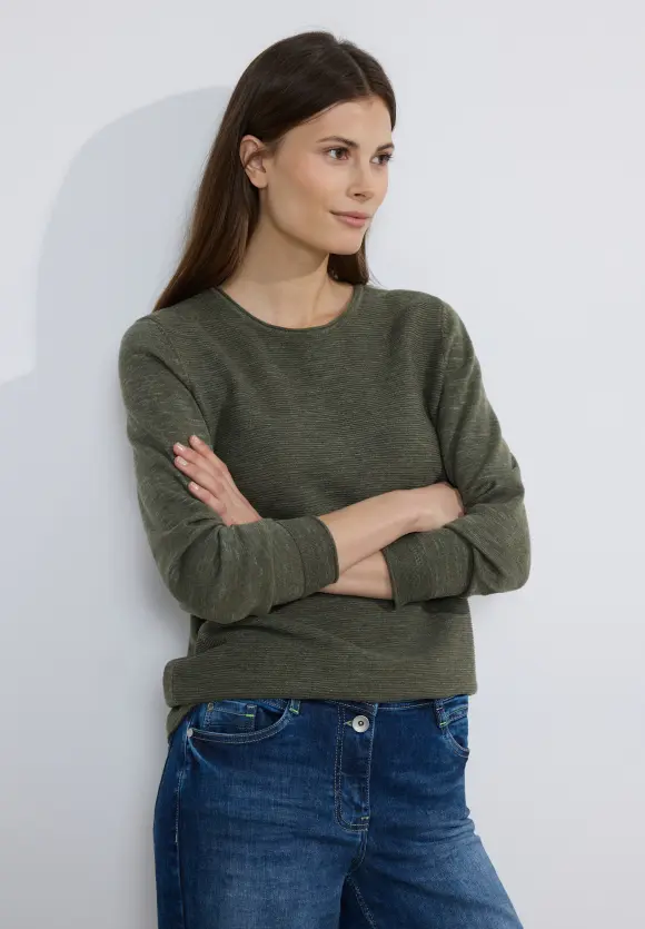 Struktur Pullover - Heather strong khaki melange