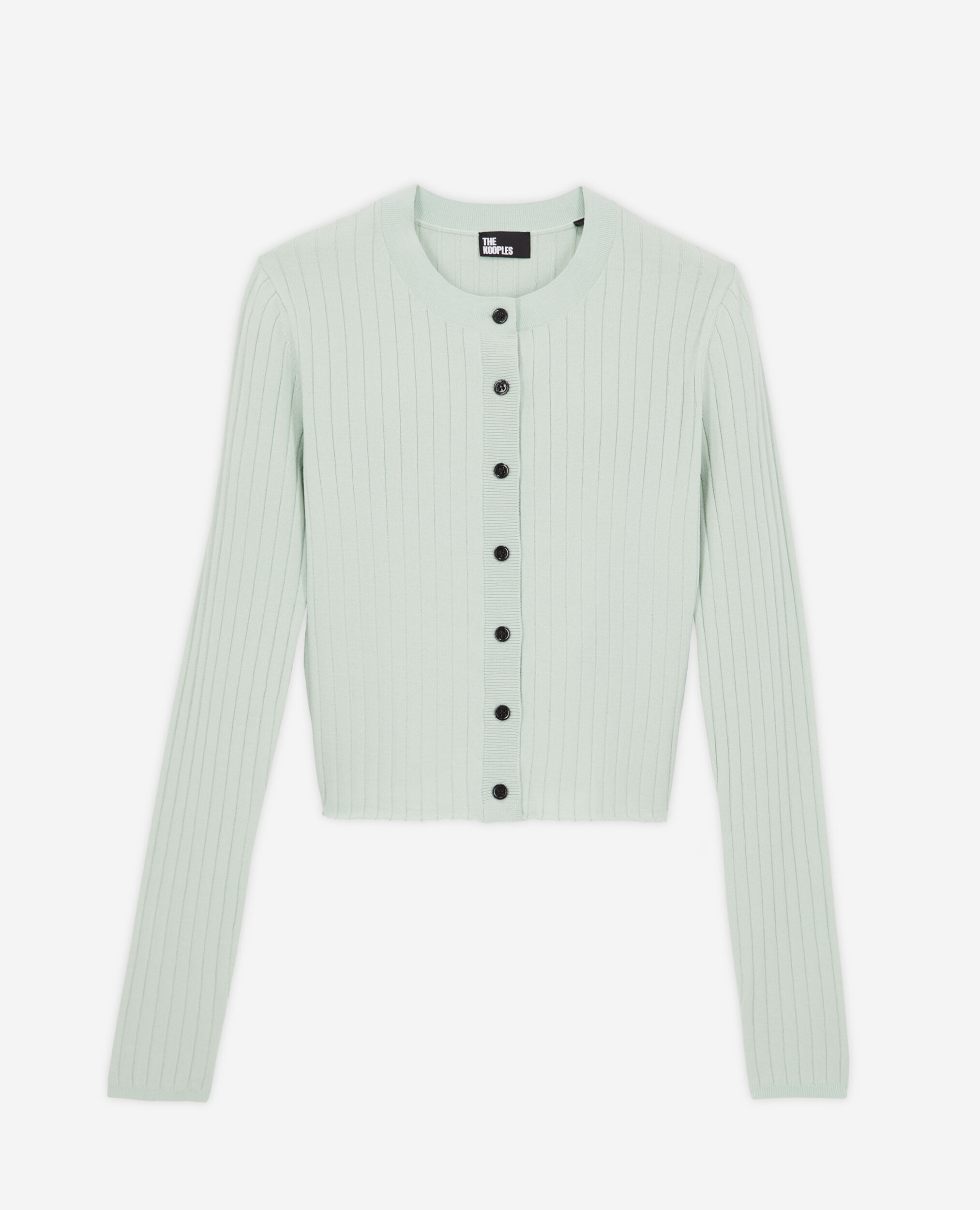 Short ribbed light green cardigan