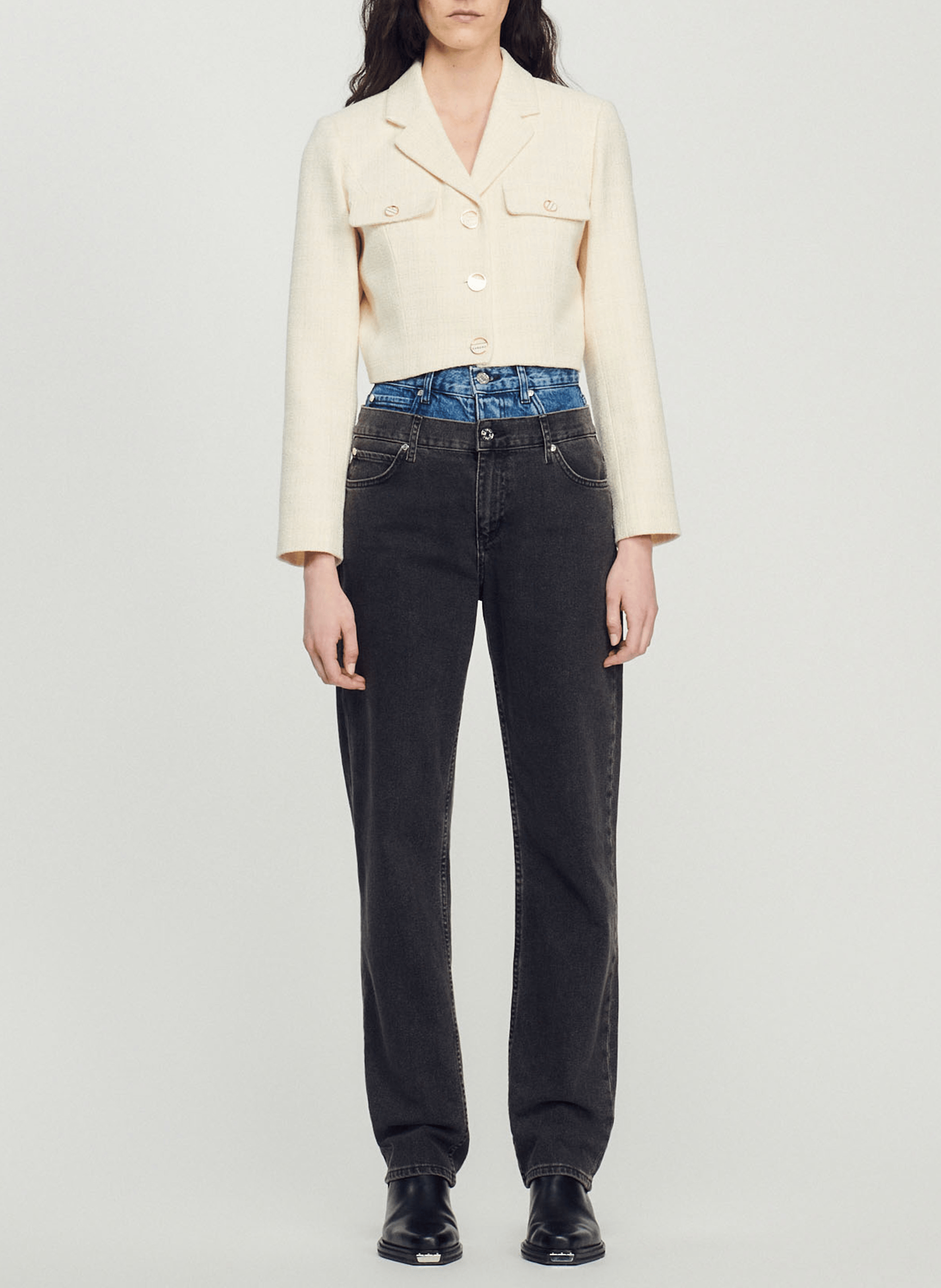 Veste courte en tweed | Blanc