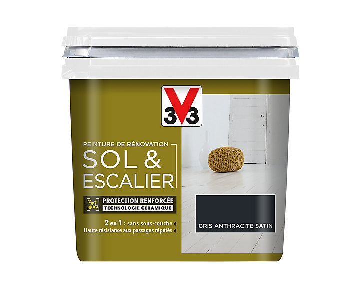Peinture de rénovation sol et escalier V33 anthracite satin 0,75L