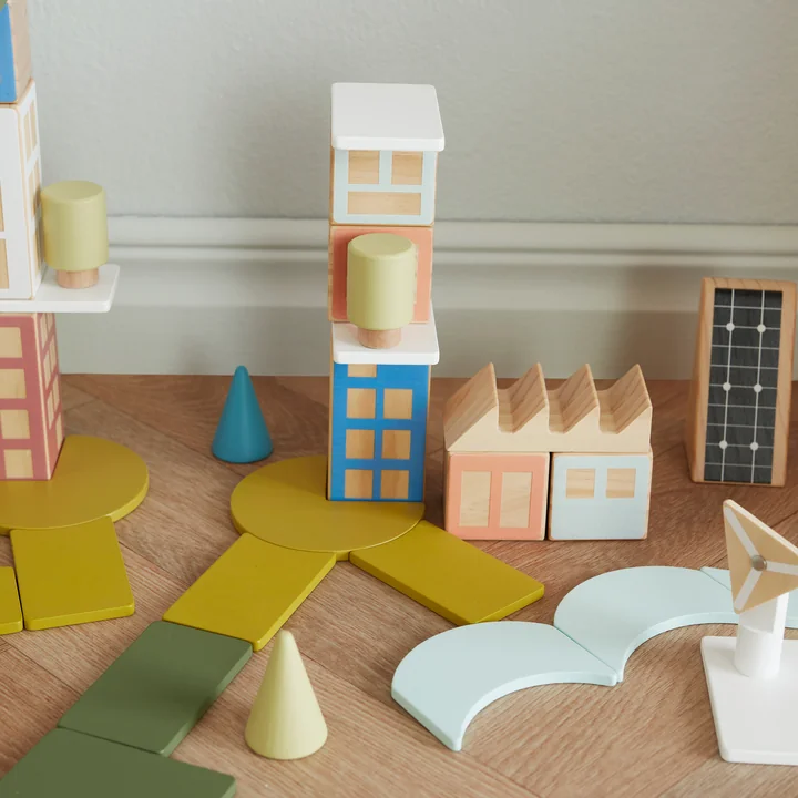 Kids Concept - Aiden Holzklötze Stadt, bunt (39er-Set)