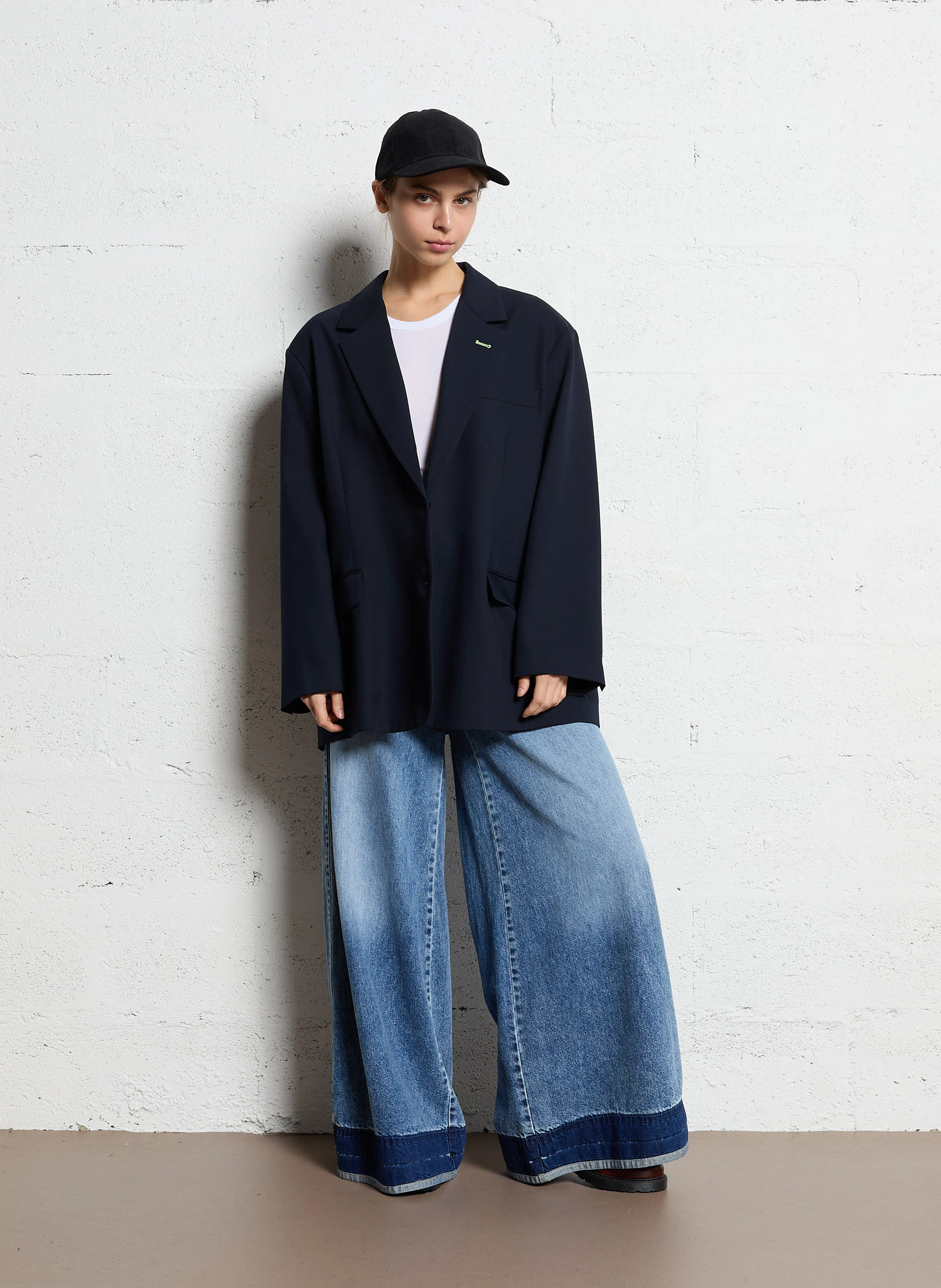 Pantalon large en denim | Bleu