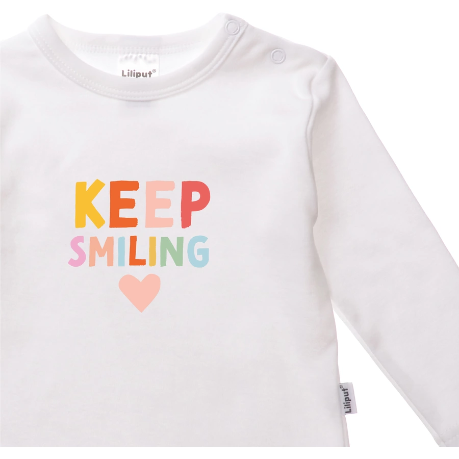 Liliput Langarmshirt 'Keep Smiling' weiss