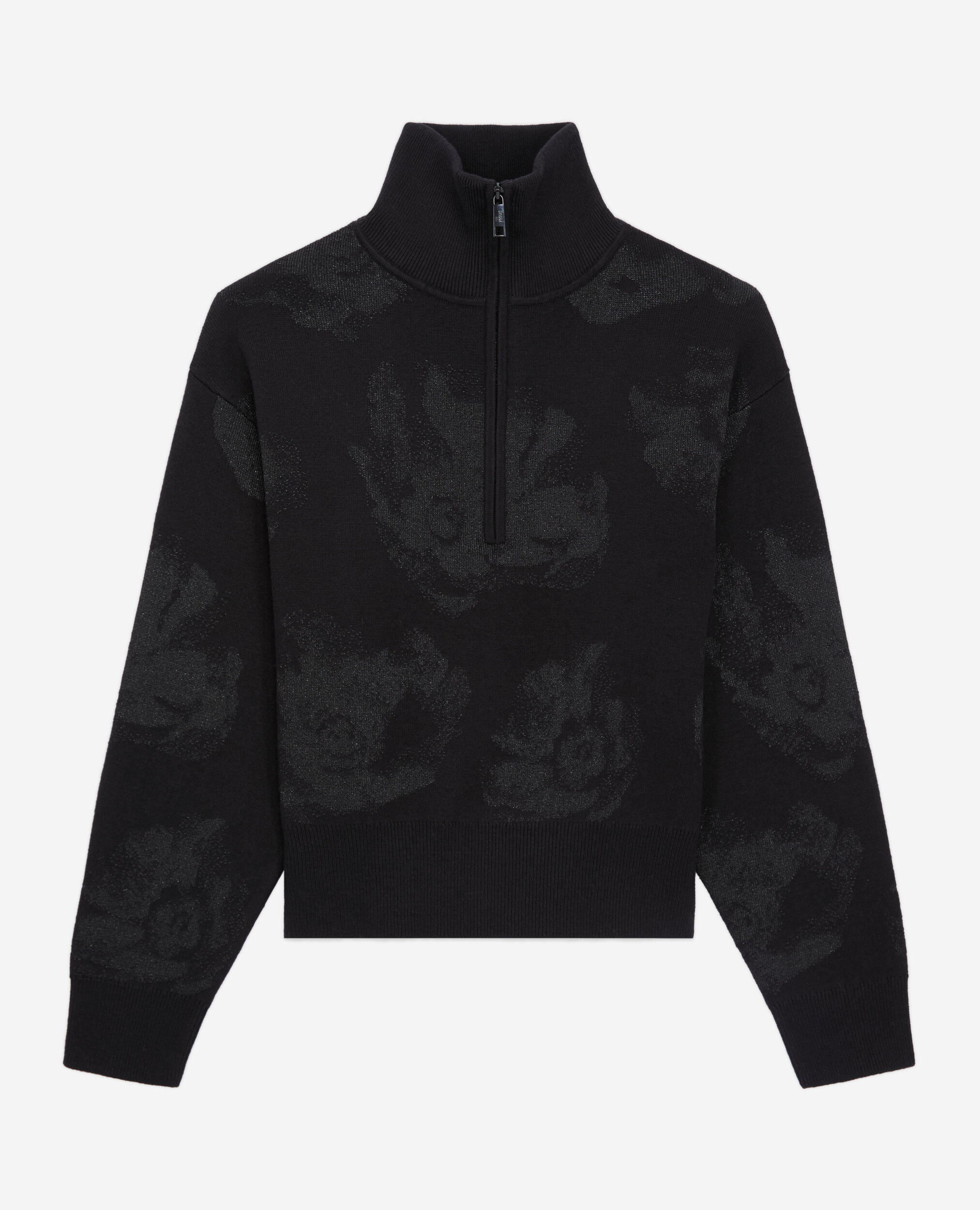 Black wool-blend sweater with silver details