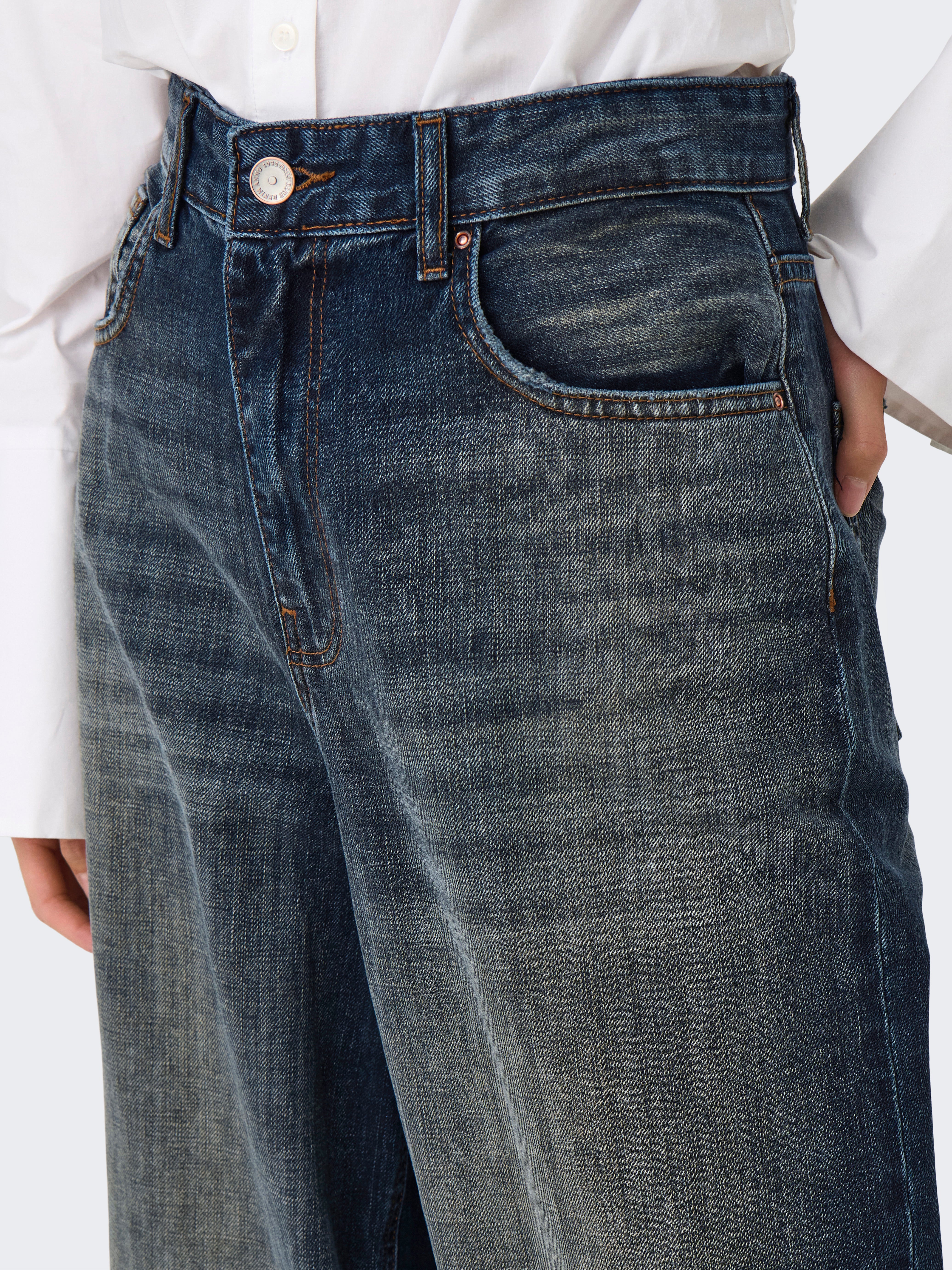 ONLDEMI Mittlere Taille Weiter Beinschnitt Jeans Dark Blue Denim