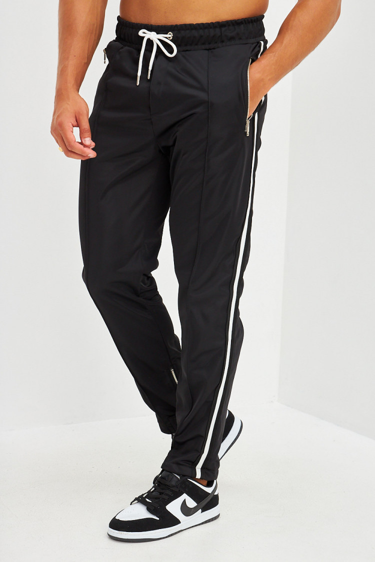 Jogging bandes latérales fermetures éclair noir