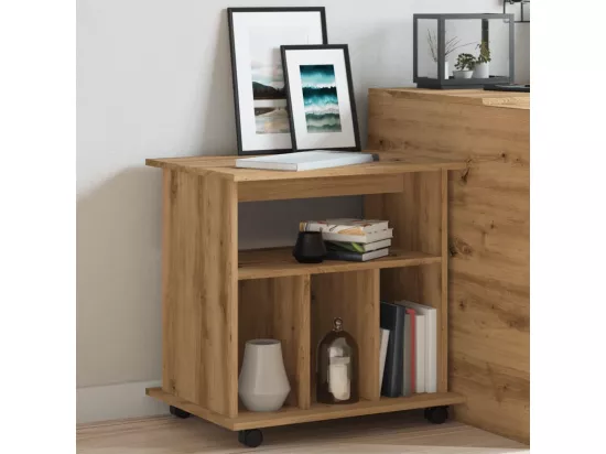 Armoire roulante chêne artisanal 60x45x60 cm bois d'ingénierie