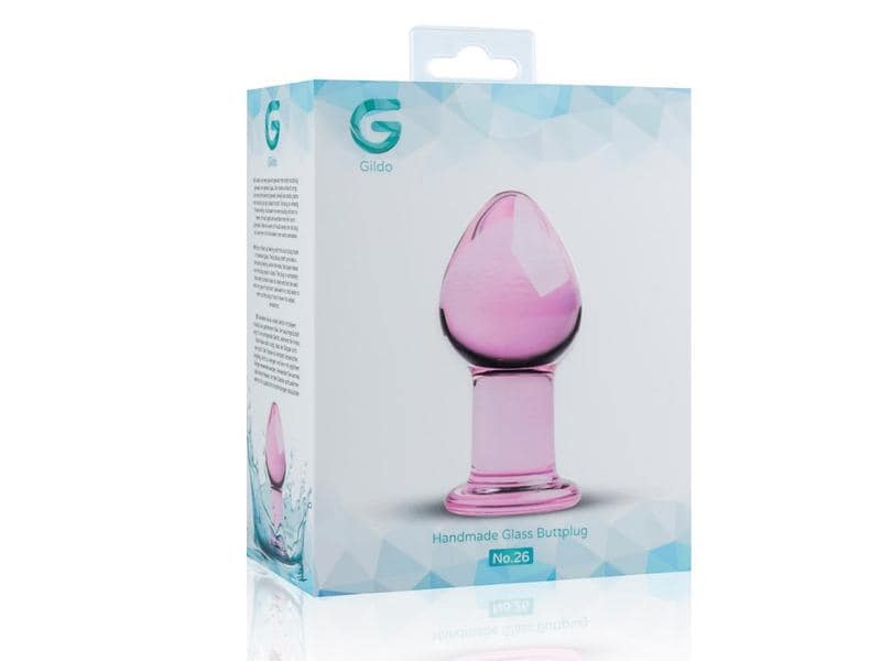 Glass Glass Butt Plug No. 26 Pink Buttplug komplett aus Glas in Rosa